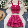 Beach Boho Women's Set Strap Sleeveless Tank Top and Ruched Mini A - line Skirts Two 2 Piece Sets 2025 Summer Outfits - MAGUSTA BEAUTY