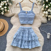 Beach Boho Women's Set Strap Sleeveless Tank Top and Ruched Mini A - line Skirts Two 2 Piece Sets 2025 Summer Outfits - MAGUSTA BEAUTY