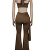 Beyprern New Chic Twist Front Crop Top And Long Straps Wide Legs Pants Set Womens Ruched Metal Tracksuits Set Night Out Overalls - MAGUSTA BEAUTY
