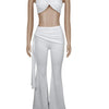 Beyprern New Chic Twist Front Crop Top And Long Straps Wide Legs Pants Set Womens Ruched Metal Tracksuits Set Night Out Overalls - MAGUSTA BEAUTY