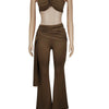 Beyprern New Chic Twist Front Crop Top And Long Straps Wide Legs Pants Set Womens Ruched Metal Tracksuits Set Night Out Overalls - MAGUSTA BEAUTY