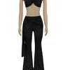 Beyprern New Chic Twist Front Crop Top And Long Straps Wide Legs Pants Set Womens Ruched Metal Tracksuits Set Night Out Overalls - MAGUSTA BEAUTY