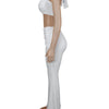 Beyprern New Chic Twist Front Crop Top And Long Straps Wide Legs Pants Set Womens Ruched Metal Tracksuits Set Night Out Overalls - MAGUSTA BEAUTY