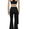 Beyprern New Chic Twist Front Crop Top And Long Straps Wide Legs Pants Set Womens Ruched Metal Tracksuits Set Night Out Overalls - MAGUSTA BEAUTY