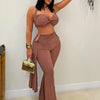 Beyprern New Chic Twist Front Crop Top And Long Straps Wide Legs Pants Set Womens Ruched Metal Tracksuits Set Night Out Overalls - MAGUSTA BEAUTY