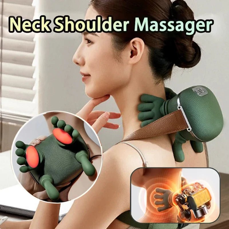 Bionic Neck Shoulder Massager Heated Back Massagers Electric Kneading Muscles Massage Pillow Neck Waist Leg Body 3-Level Modes - MAGUSTA BEAUTY