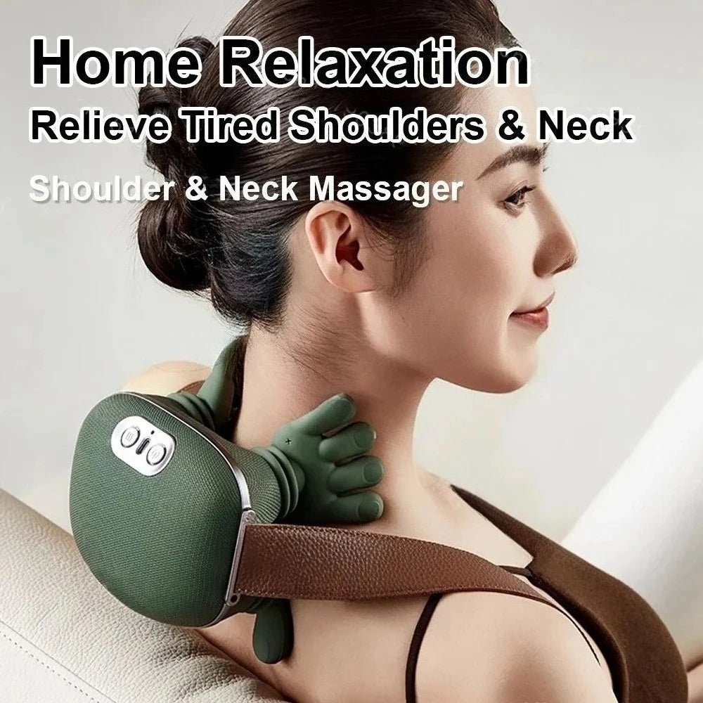 Bionic Neck Shoulder Massager Heated Back Massagers Electric Kneading Muscles Massage Pillow Neck Waist Leg Body 3-Level Modes - MAGUSTA BEAUTY