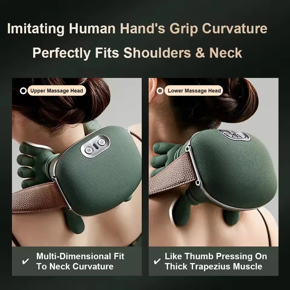 Bionic Neck Shoulder Massager Heated Back Massagers Electric Kneading Muscles Massage Pillow Neck Waist Leg Body 3-Level Modes - MAGUSTA BEAUTY
