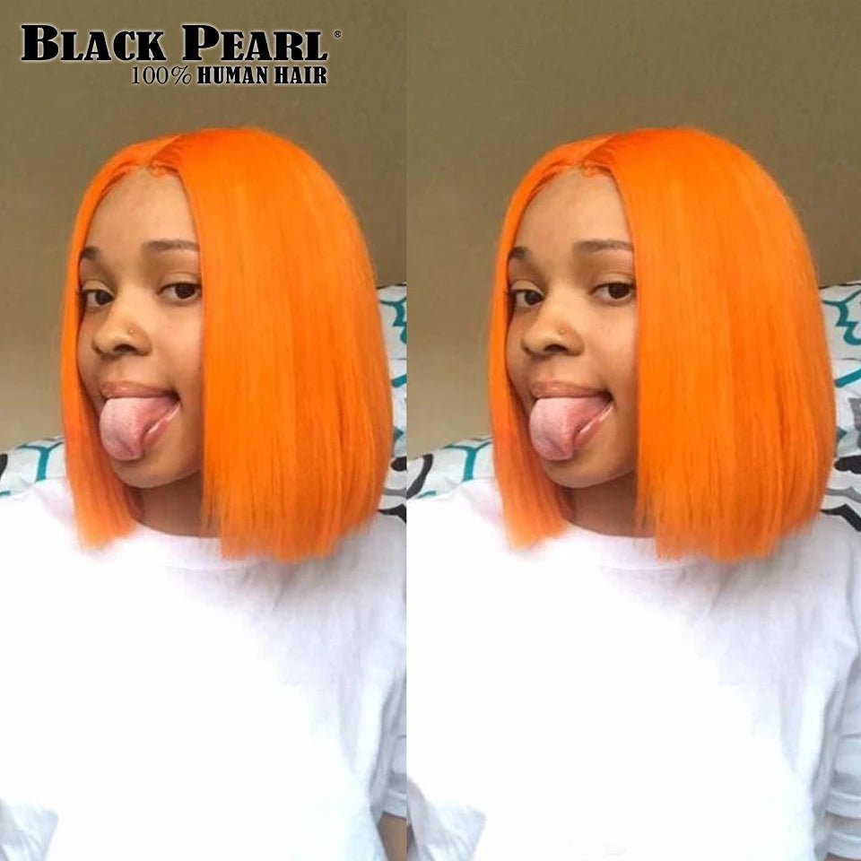 Black Pearl Ginger Lace Front 100% Human Hair Quality Wigs Glueless Wig Short Straight Bob Wig Lace Front Human Hair Wig - MAGUSTA BEAUTY
