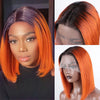 Black Pearl Ginger Lace Front 100% Human Hair Quality Wigs Glueless Wig Short Straight Bob Wig Lace Front Human Hair Wig - MAGUSTA BEAUTY