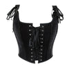 Black Velvet Sexy Overbust Corset Crop Tops Women Front Lace Up Side Zipper Shoulder Strap Bustier Vest Slimming Shaper Camis - MAGUSTA BEAUTY