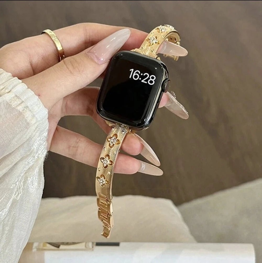 Bling Gold Stainless steel bracelet link For Apple Watch band Series 11/8/7/6/10/9 40mm 41mm 38mm 42mm 44mm 45mm 46mm Strap - MAGUSTA BEAUTY