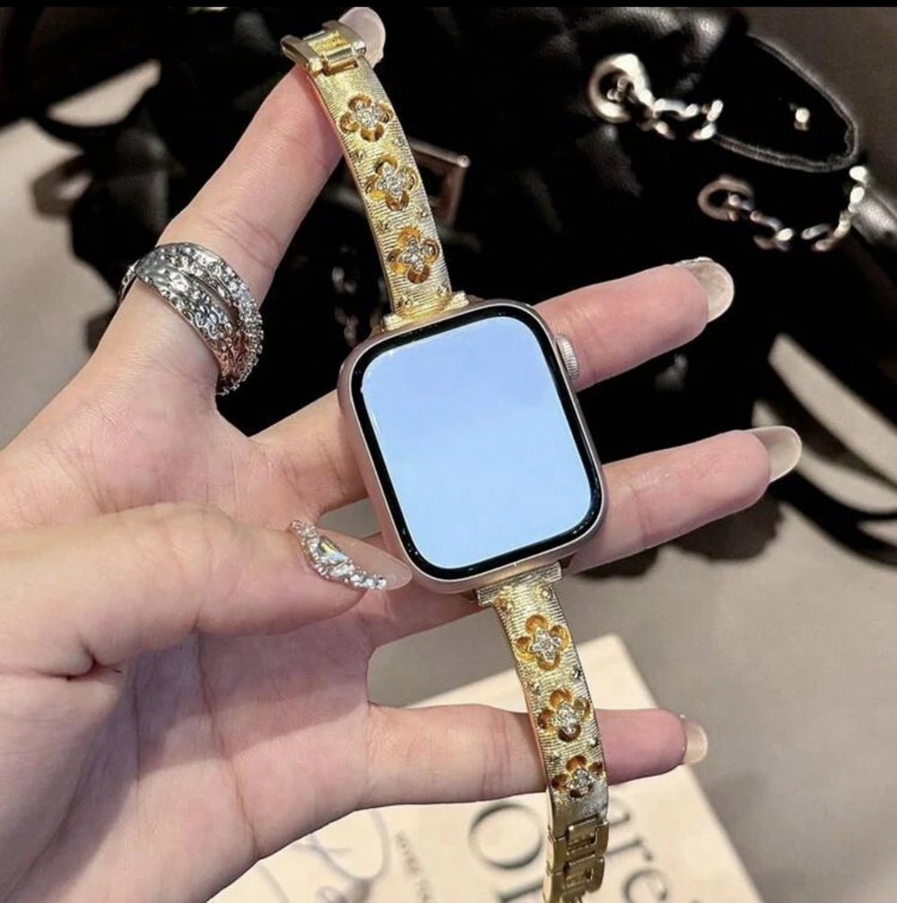 Bling Gold Stainless steel bracelet link For Apple Watch band Series 11/8/7/6/10/9 40mm 41mm 38mm 42mm 44mm 45mm 46mm Strap - MAGUSTA BEAUTY