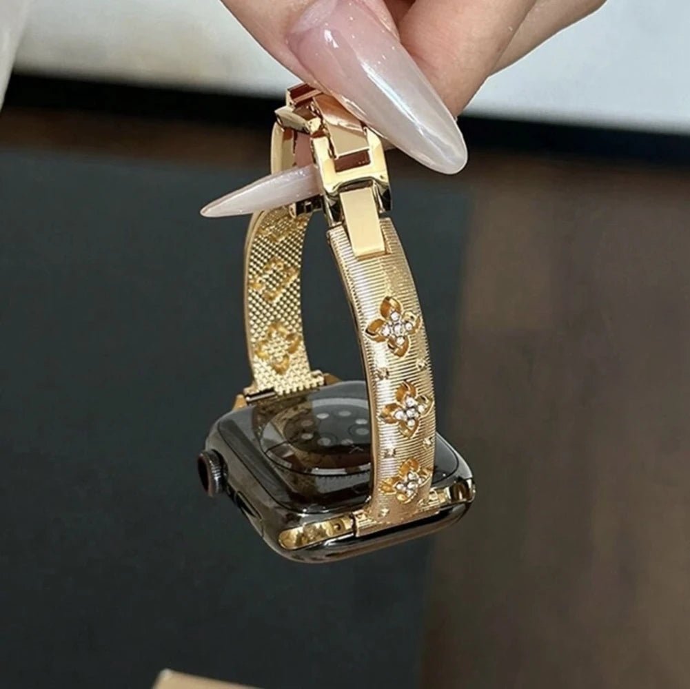 Bling Gold Stainless steel bracelet link For Apple Watch band Series 11/8/7/6/10/9 40mm 41mm 38mm 42mm 44mm 45mm 46mm Strap - MAGUSTA BEAUTY