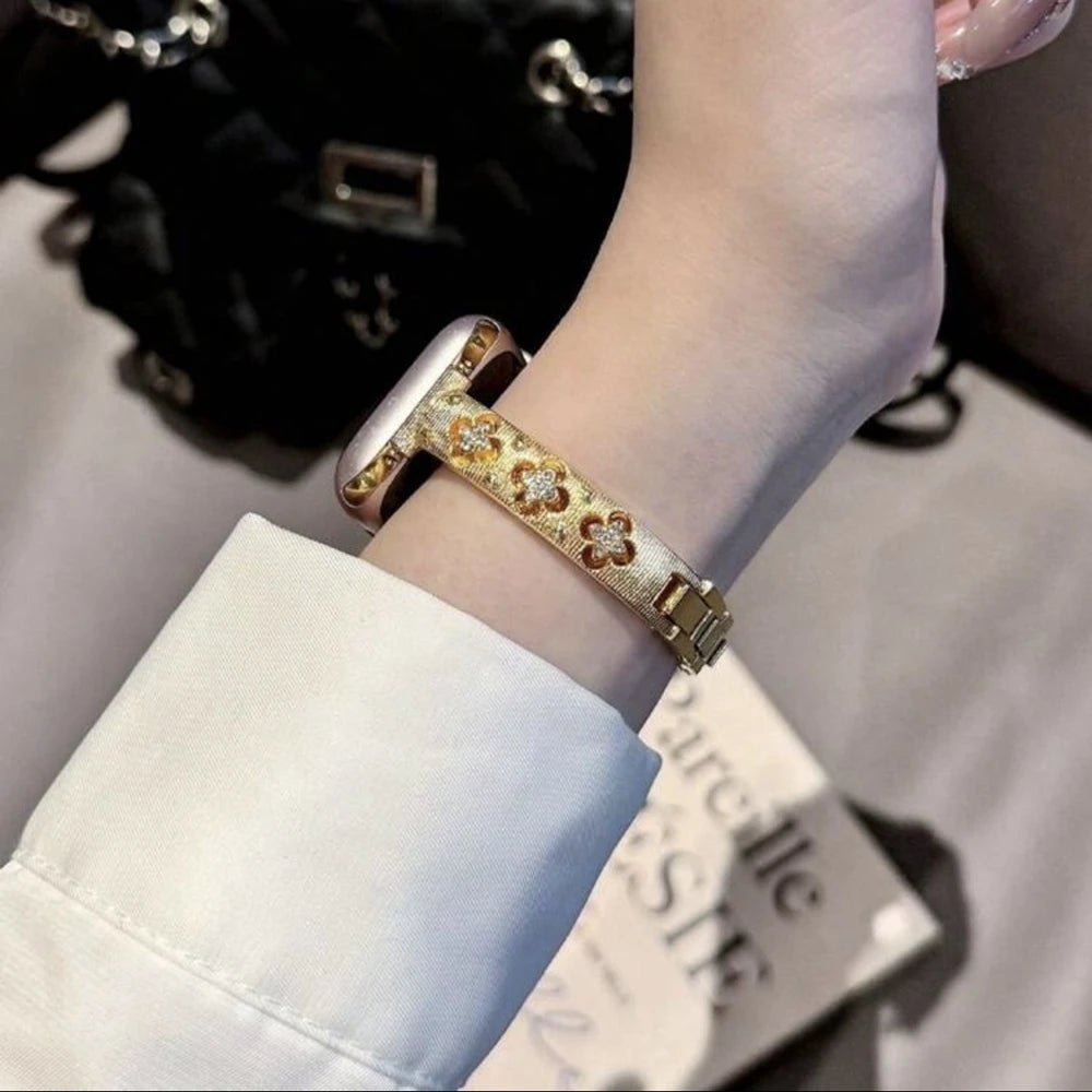 Bling Gold Stainless steel bracelet link For Apple Watch band Series 11/8/7/6/10/9 40mm 41mm 38mm 42mm 44mm 45mm 46mm Strap - MAGUSTA BEAUTY