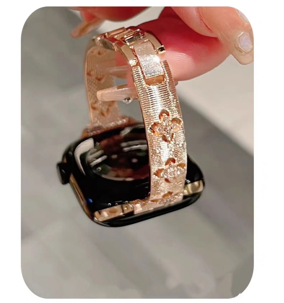 Bling Gold Stainless steel bracelet link For Apple Watch band Series 11/8/7/6/10/9 40mm 41mm 38mm 42mm 44mm 45mm 46mm Strap - MAGUSTA BEAUTY