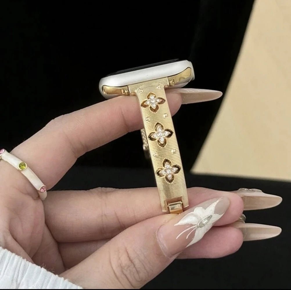Bling Gold Stainless steel bracelet link For Apple Watch band Series 11/8/7/6/10/9 40mm 41mm 38mm 42mm 44mm 45mm 46mm Strap - MAGUSTA BEAUTY