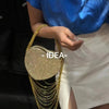 Bling Tassel Heart-shape Satin Bag Glitter Rhinestone Diamond Evening Bag Women Handbag Wedding Party Clutch Purse Crossbody Bag - MAGUSTA BEAUTY