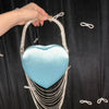 Bling Tassel Heart-shape Satin Bag Glitter Rhinestone Diamond Evening Bag Women Handbag Wedding Party Clutch Purse Crossbody Bag - MAGUSTA BEAUTY