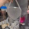 Bling Tassel Heart-shape Satin Bag Glitter Rhinestone Diamond Evening Bag Women Handbag Wedding Party Clutch Purse Crossbody Bag - MAGUSTA BEAUTY