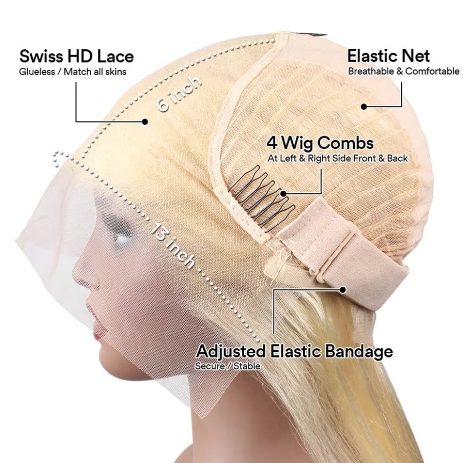 Blonde 613 Human Hair Wigs Straight Hd Lace Frontal Wig 13X6 Brazilian Wig For Black Women 30 40 Inch Lace Front Wig 230 Density - MAGUSTA BEAUTY