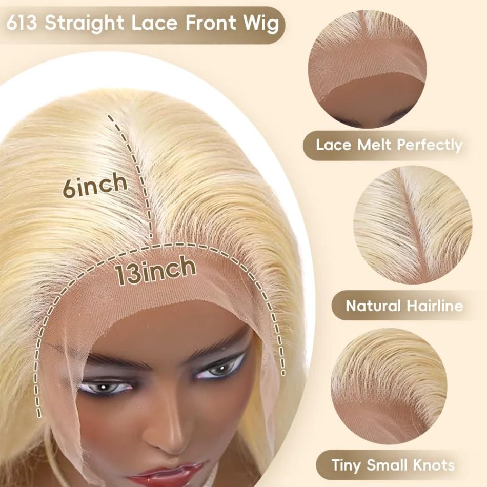 Blonde 613 Human Hair Wigs Straight Hd Lace Frontal Wig 13X6 Brazilian Wig For Black Women 30 40 Inch Lace Front Wig 230 Density - MAGUSTA BEAUTY