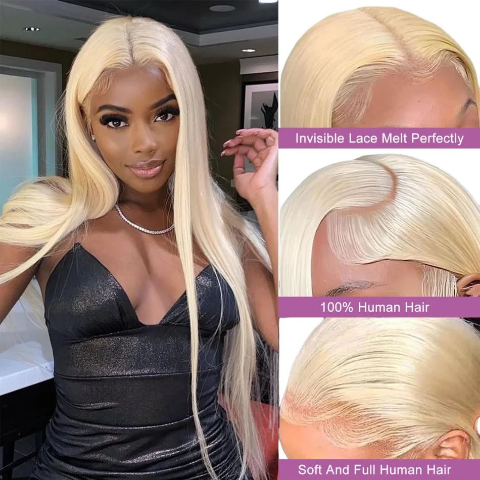 Blonde 613 Human Hair Wigs Straight Hd Lace Frontal Wig 13X6 Brazilian Wig For Black Women 30 40 Inch Lace Front Wig 230 Density - MAGUSTA BEAUTY
