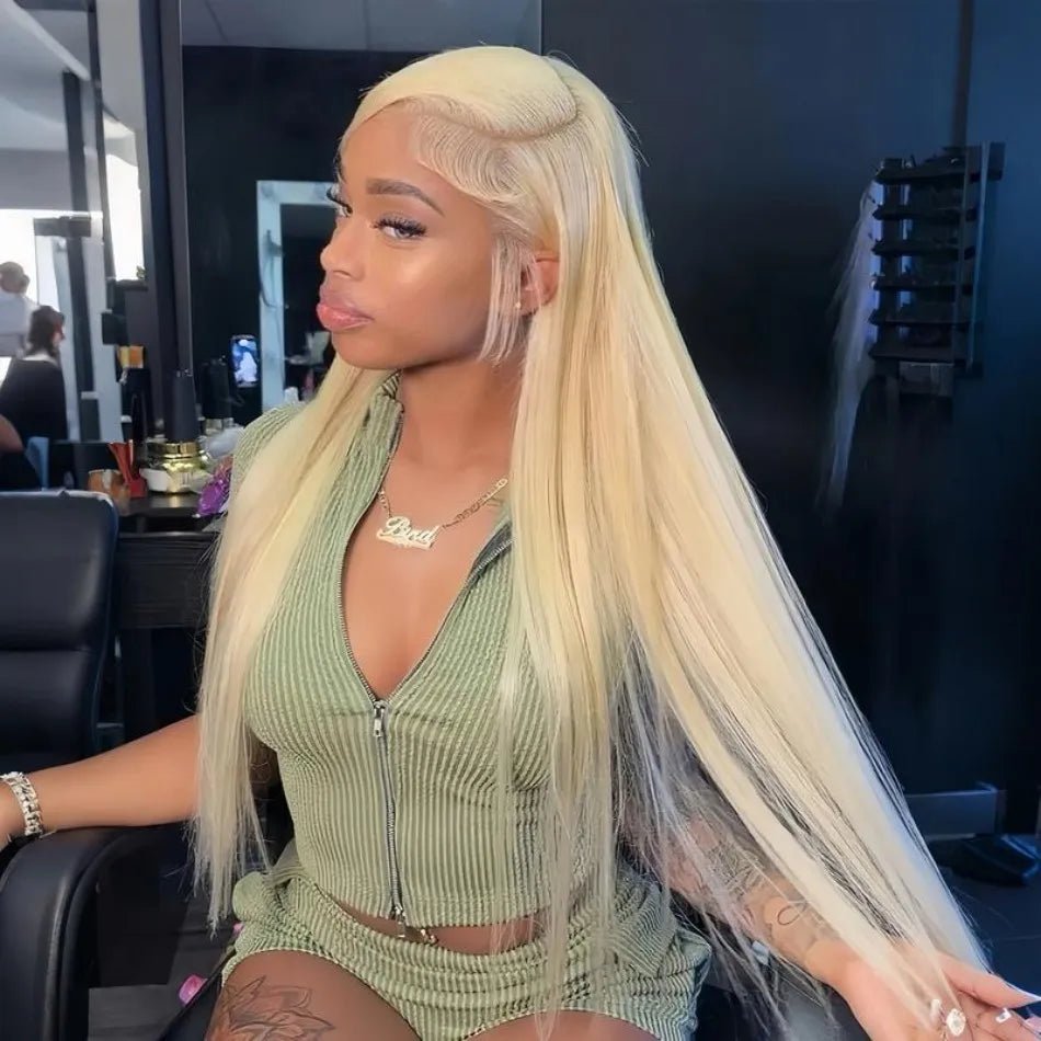 Blonde 613 Human Hair Wigs Straight Hd Lace Frontal Wig 13X6 Brazilian Wig For Black Women 30 40 Inch Lace Front Wig 230 Density - MAGUSTA BEAUTY