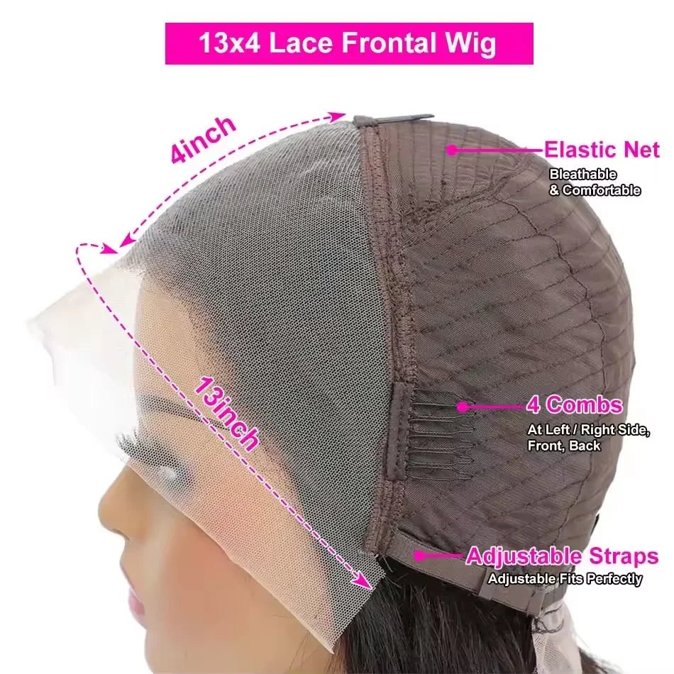 Bone Straight Bob Wig Human Hair 13x4 Lace Wigs Transparent Lace Human Hair Short Wig Pre Plucked 200% Density For Women - MAGUSTA BEAUTY