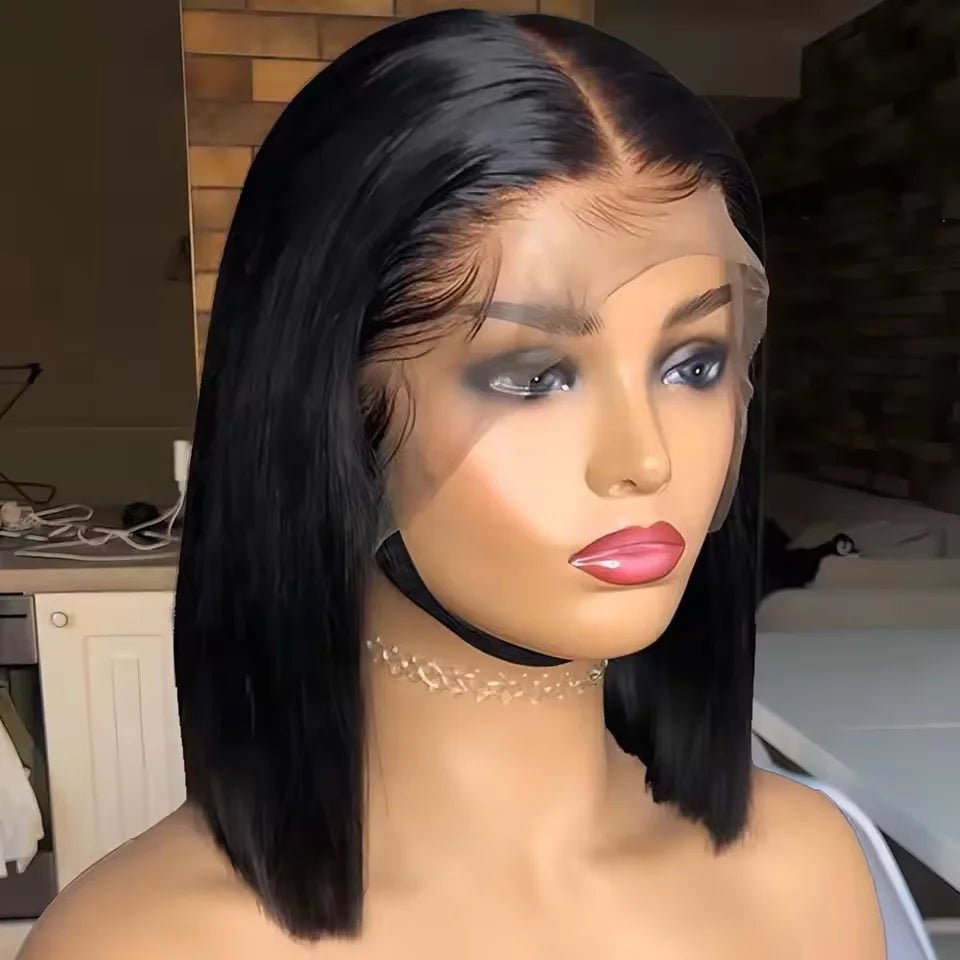 Bone Straight Bob Wig Human Hair 13x4 Lace Wigs Transparent Lace Human Hair Short Wig Pre Plucked 200% Density For Women - MAGUSTA BEAUTY