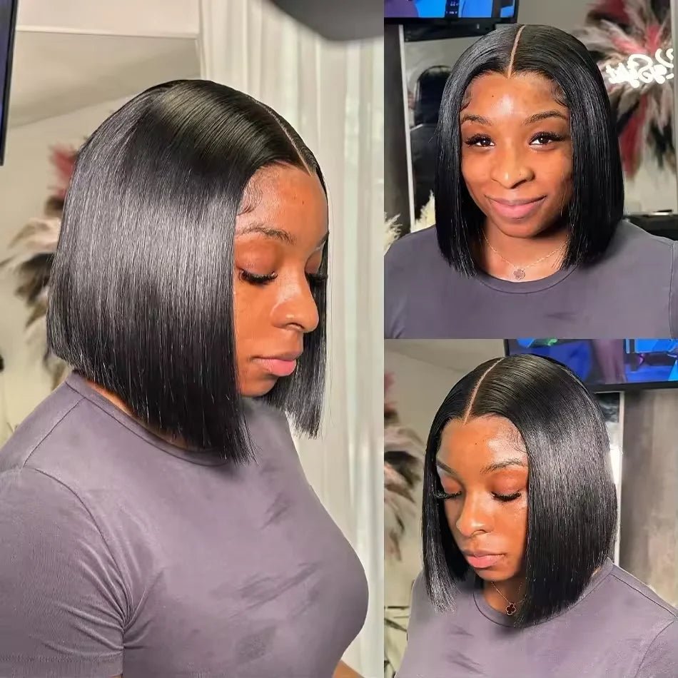 Bone Straight Bob Wig Human Hair 13x4 Lace Wigs Transparent Lace Human Hair Short Wig Pre Plucked 200% Density For Women - MAGUSTA BEAUTY