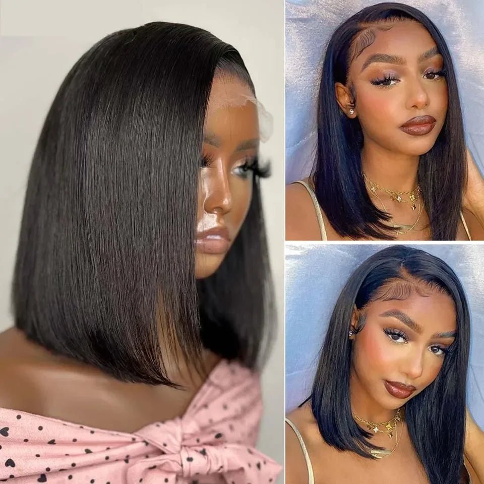 Bone Straight Bob Wig Human Hair 13x4 Lace Wigs Transparent Lace Human Hair Short Wig Pre Plucked 200% Density For Women - MAGUSTA BEAUTY