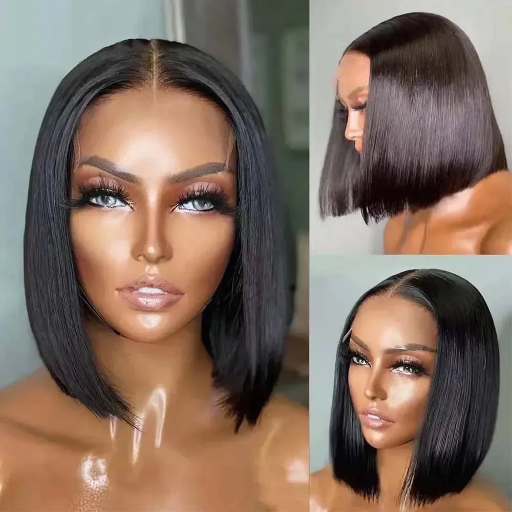 Bone Straight Bob Wig Human Hair 13x4 Lace Wigs Transparent Lace Human Hair Short Wig Pre Plucked 200% Density For Women - MAGUSTA BEAUTY