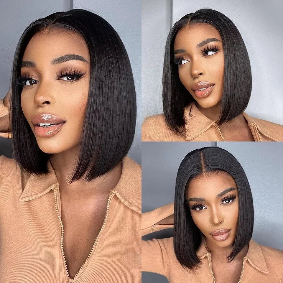 Bone Straight Bob Wig Human Hair 13x4 Lace Wigs Transparent Lace Human Hair Short Wig Pre Plucked 200% Density For Women - MAGUSTA BEAUTY