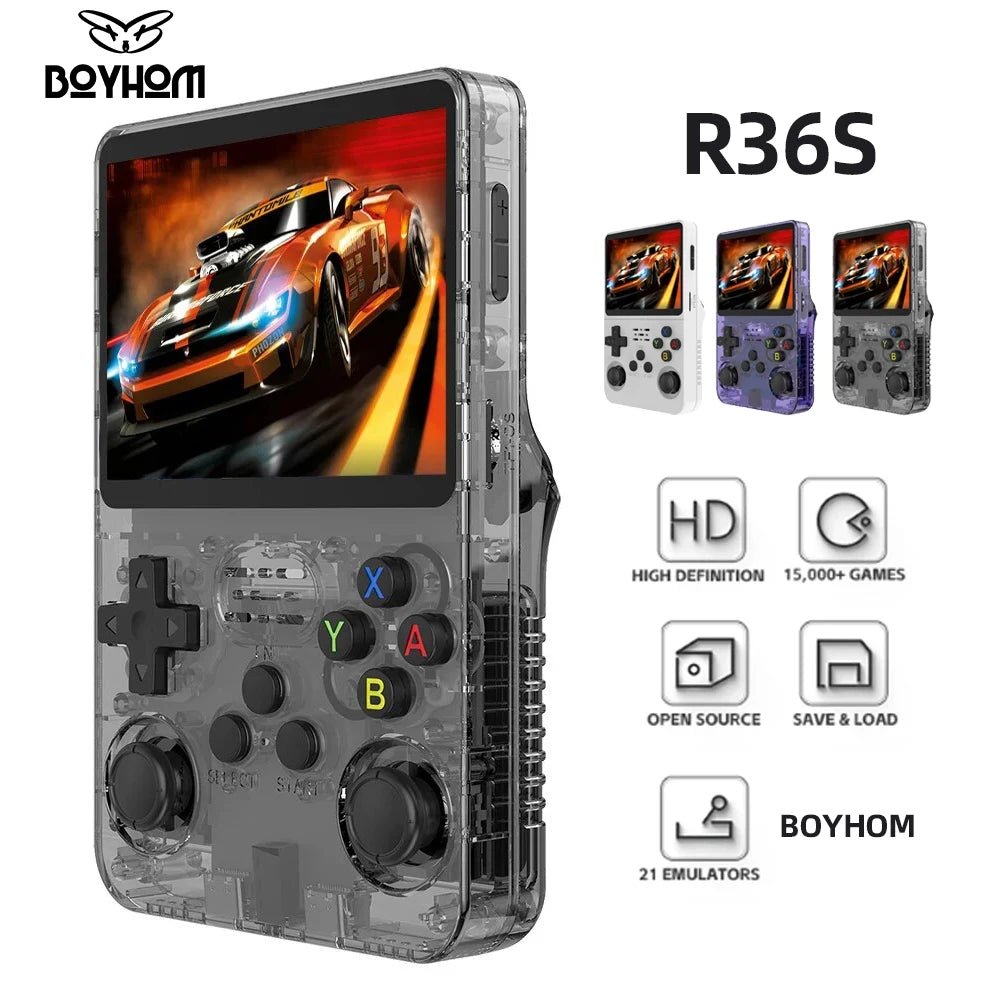 BOYHOM R36S Retro Handheld Video Game Console Linux System 3.5 Inch IPS Screen R35s Pro Portable Pocket Video Player 64GB Games - MAGUSTA BEAUTY