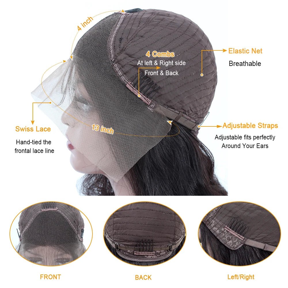 Brazilian 13*4 Lace Front Wig Short Human Hair Wigs Remy Hair 4*4 Lace Short Bob Straight Wig Wigs for Women Swiss Lace QT Hair - MAGUSTA BEAUTY