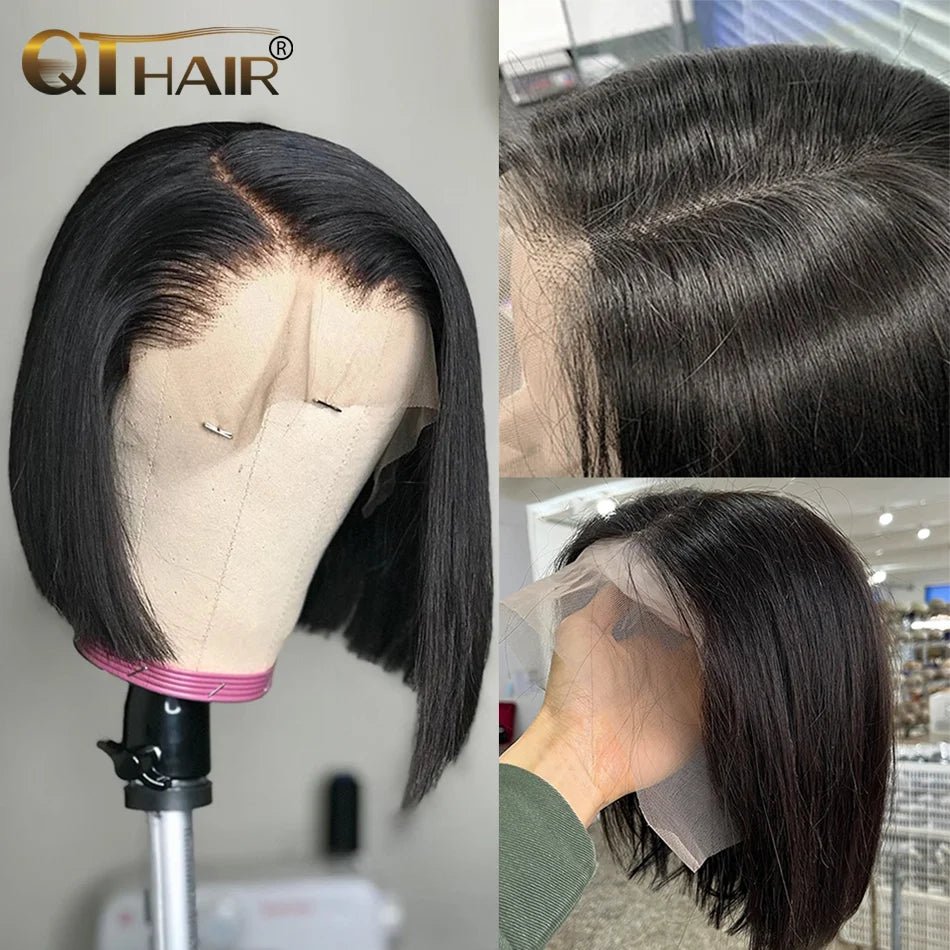 Brazilian 13*4 Lace Front Wig Short Human Hair Wigs Remy Hair 4*4 Lace Short Bob Straight Wig Wigs for Women Swiss Lace QT Hair - MAGUSTA BEAUTY