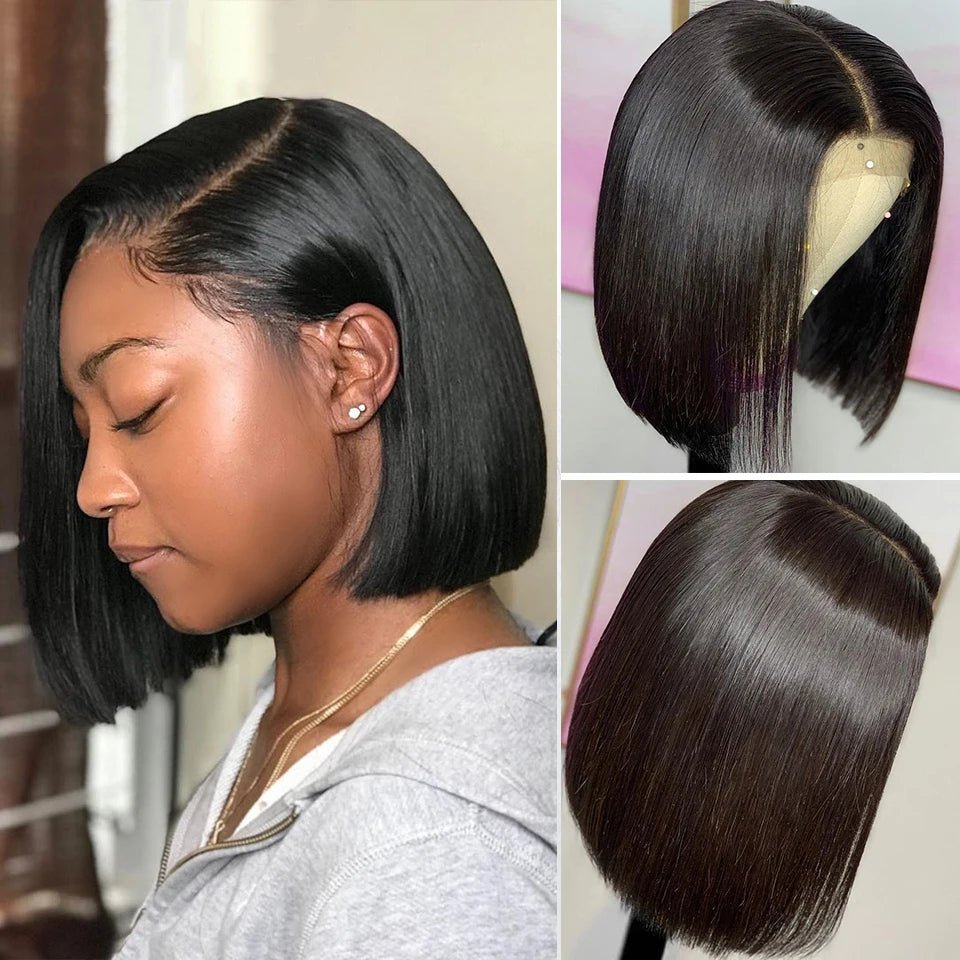 Brazilian 13*4 Lace Front Wig Short Human Hair Wigs Remy Hair 4*4 Lace Short Bob Straight Wig Wigs for Women Swiss Lace QT Hair - MAGUSTA BEAUTY