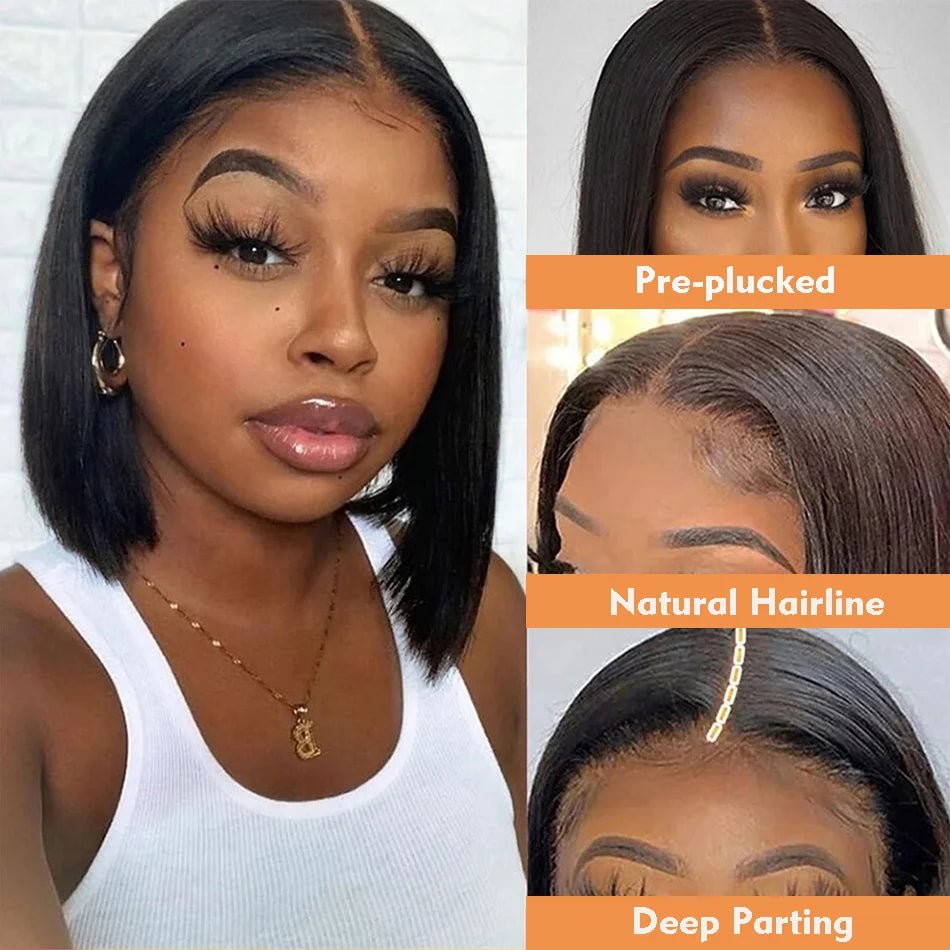 Brazilian 13*4 Lace Front Wig Short Human Hair Wigs Remy Hair 4*4 Lace Short Bob Straight Wig Wigs for Women Swiss Lace QT Hair - MAGUSTA BEAUTY