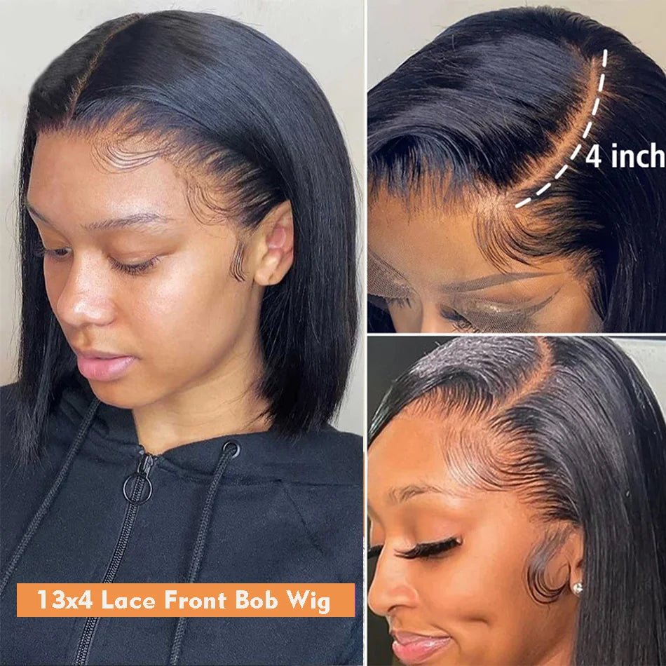Brazilian 13*4 Lace Front Wig Short Human Hair Wigs Remy Hair 4*4 Lace Short Bob Straight Wig Wigs for Women Swiss Lace QT Hair - MAGUSTA BEAUTY
