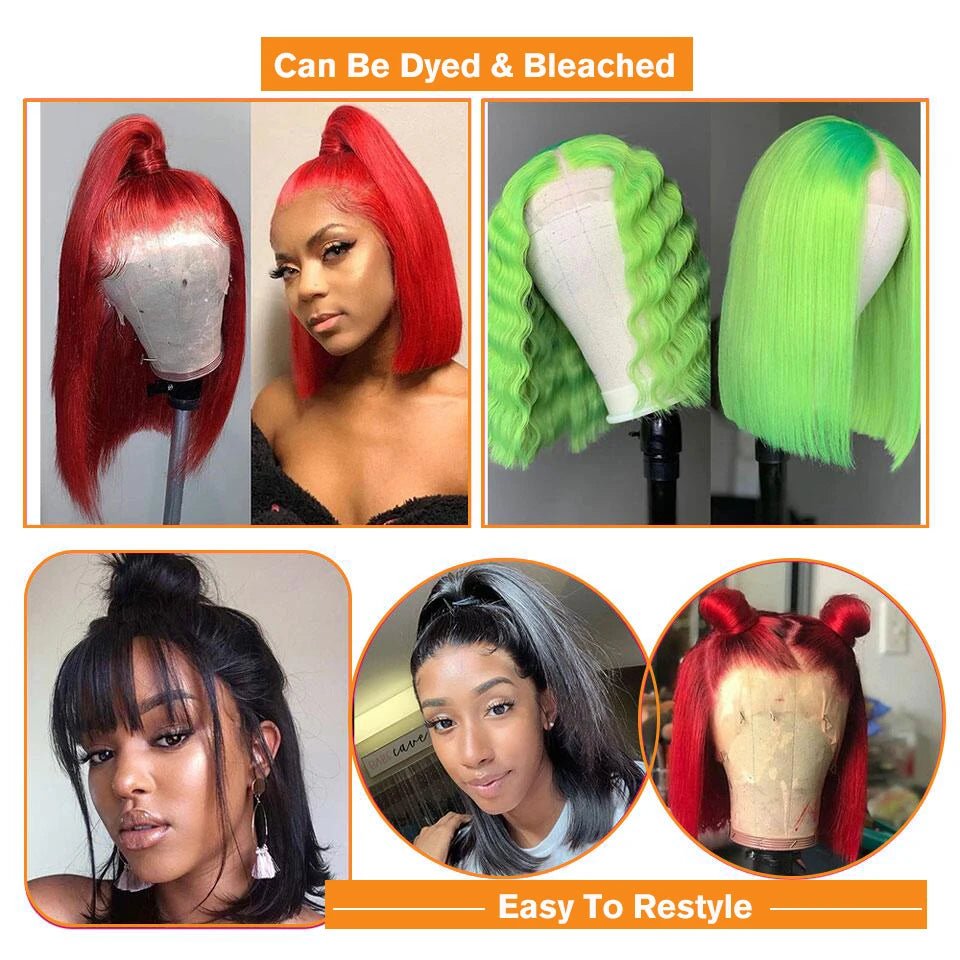 Brazilian 13*4 Lace Front Wig Short Human Hair Wigs Remy Hair 4*4 Lace Short Bob Straight Wig Wigs for Women Swiss Lace QT Hair - MAGUSTA BEAUTY