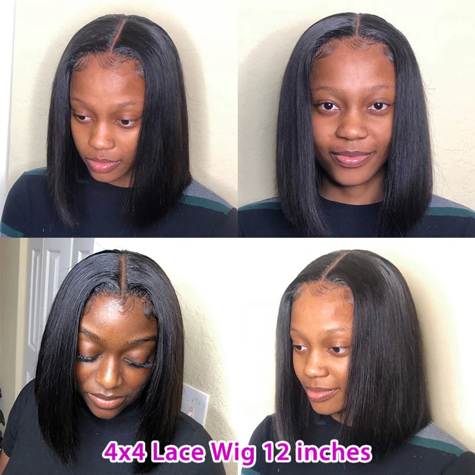 Brazilian 13*4 Lace Front Wig Short Human Hair Wigs Remy Hair 4*4 Lace Short Bob Straight Wig Wigs for Women Swiss Lace QT Hair - MAGUSTA BEAUTY