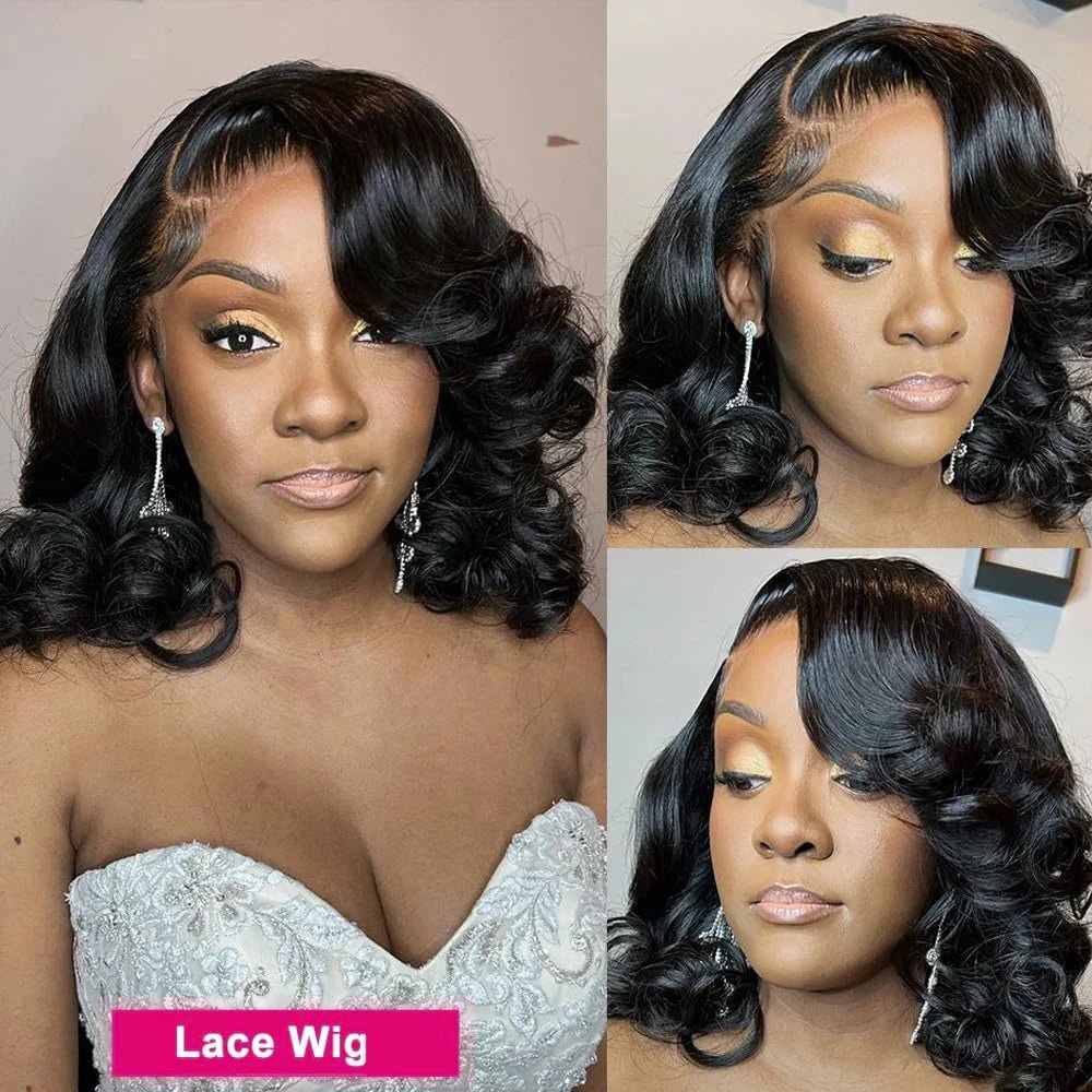 Brazilian Body Wave Short Bob Wig 13x4 Lace Frontal 4x4 Closure Human Hair Wig 200 Density For Women With Natural Wave Bob Wigs - MAGUSTA BEAUTY