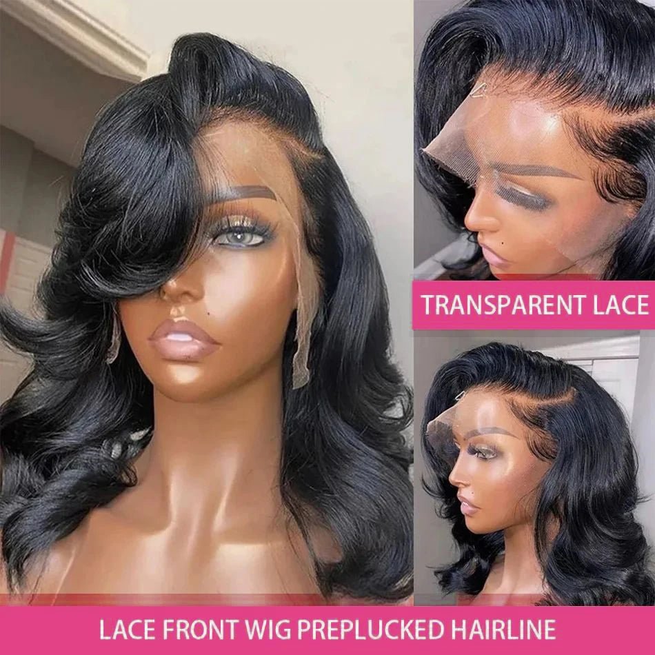 Brazilian Body Wave Short Bob Wig 13x4 Lace Frontal 4x4 Closure Human Hair Wig 200 Density For Women With Natural Wave Bob Wigs - MAGUSTA BEAUTY