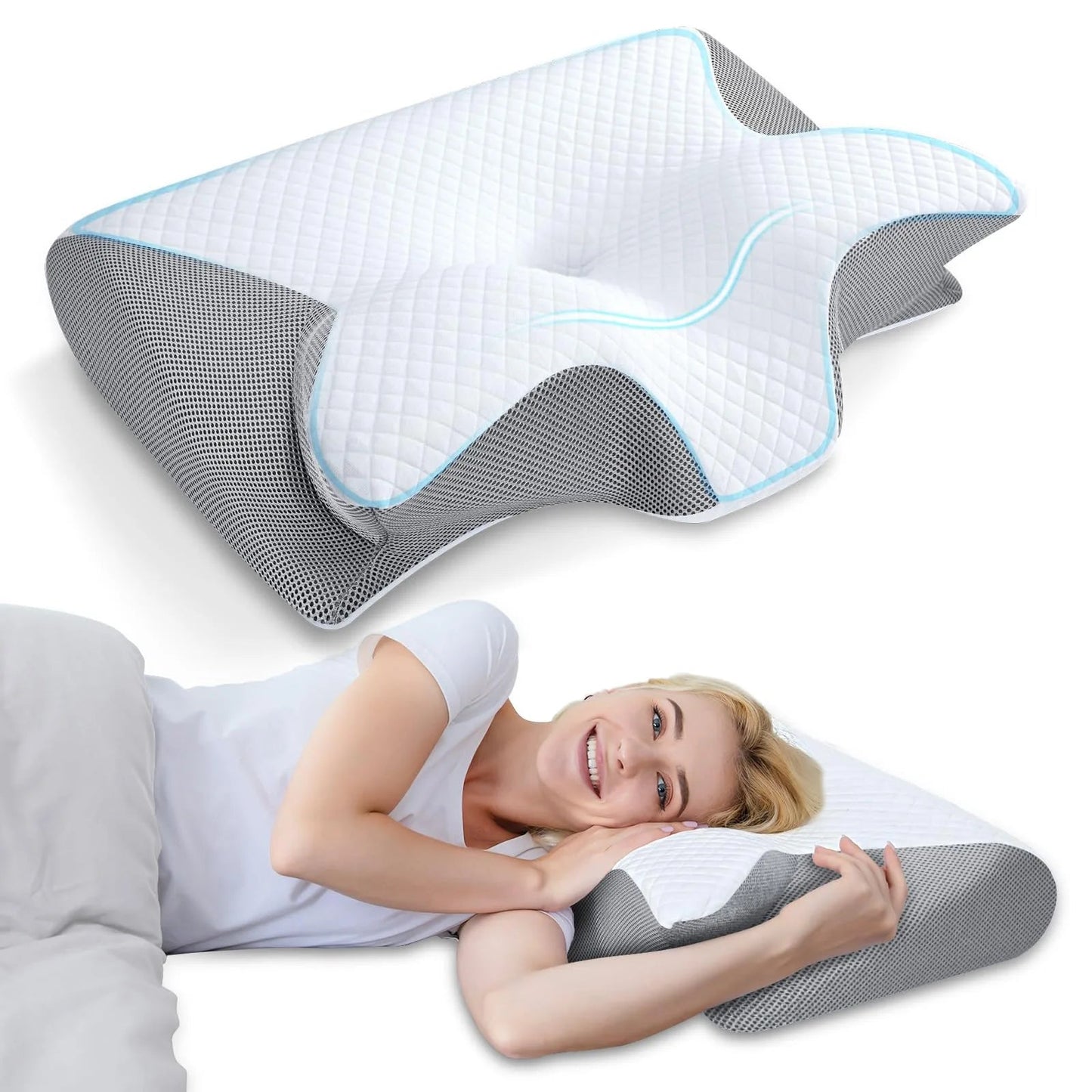 Butterfly Sleep Memory Neck Pillow Slow Rebound Comfortable Memory Foam Sleep Pillow Cervical Orthopedic Neck Massage Bed Pillow - MAGUSTA BEAUTY
