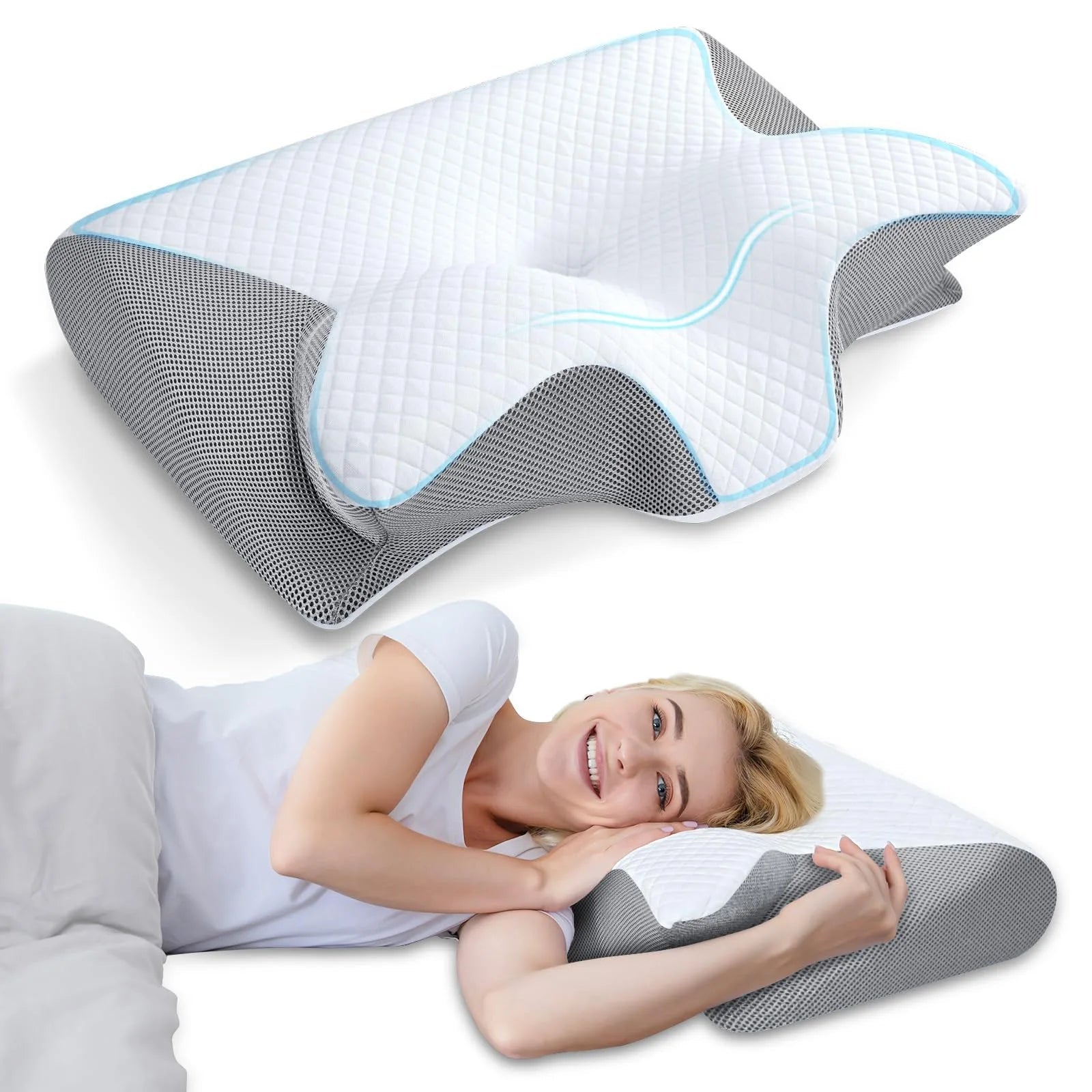Butterfly Sleep Memory Neck Pillow Slow Rebound Comfortable Memory Foam Sleep Pillow Cervical Orthopedic Neck Massage Bed Pillow - MAGUSTA BEAUTY