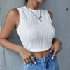 Casual Sleeveless Rib Knit Tank Top Women Summer Y2K High Street Style Koreanfashion Mock Neck Slim Fit Crop Top Streetwear 2024 - MAGUSTA BEAUTY