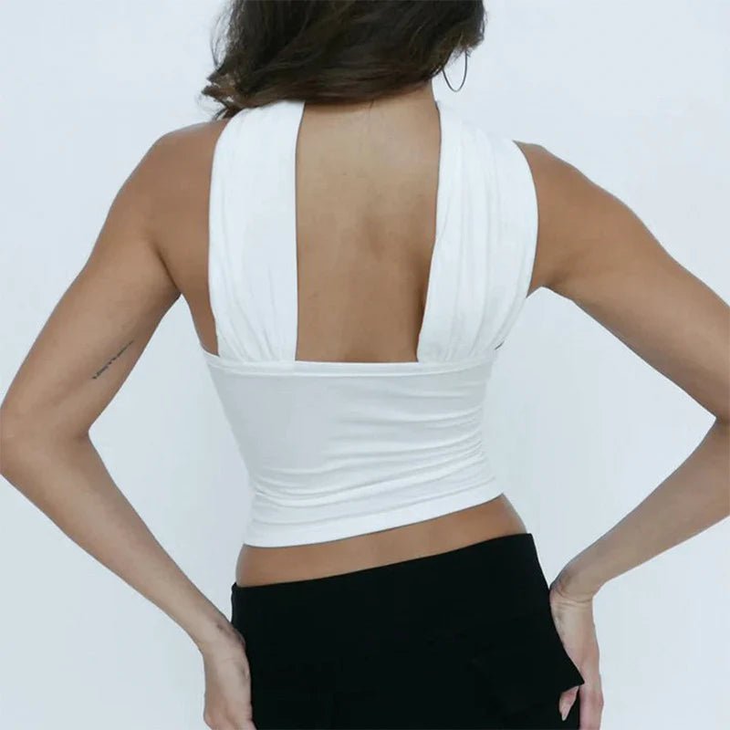 Chic White Sexy Strapless Crop Tops 2024 Elegant Summer Slim Tanks Tube Top Cropped Solid - MAGUSTA BEAUTY