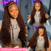 Chocolate Brown Deep Wave 13x6 Lace Front Wig Wig Human Hair Water Wave 250% Density Curly Wig Human Hair Brown Wigs Pre Plucked - MAGUSTA BEAUTY