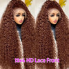 Chocolate Brown Deep Wave 13x6 Lace Front Wig Wig Human Hair Water Wave 250% Density Curly Wig Human Hair Brown Wigs Pre Plucked - MAGUSTA BEAUTY